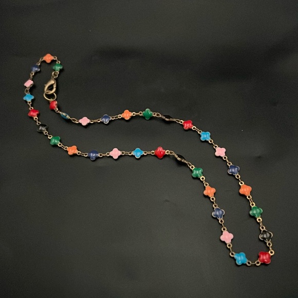 Multi Colored Enamel Floral Necklace - Picture 1 of 3